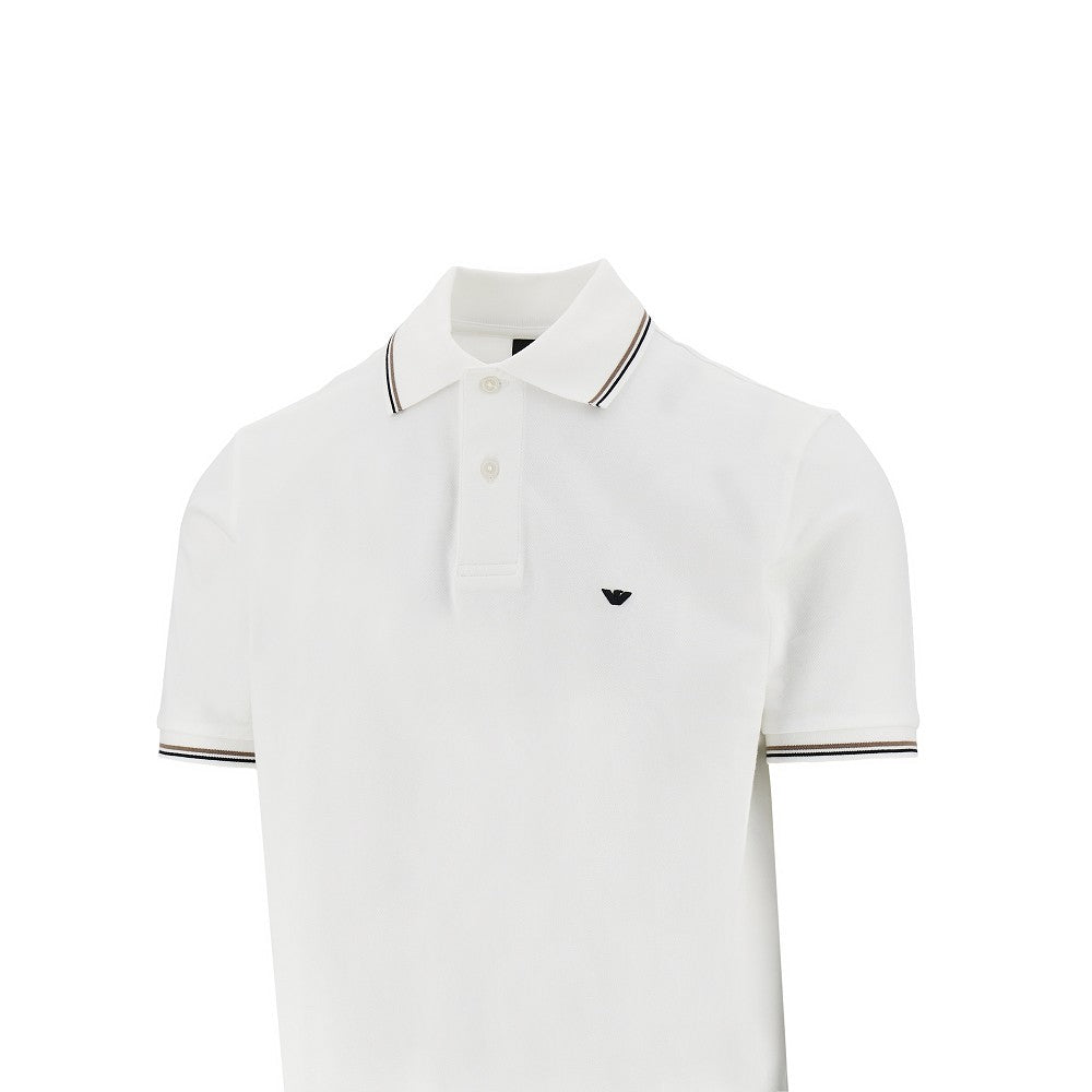 Polo in piquet stretch con ricamo Eagle