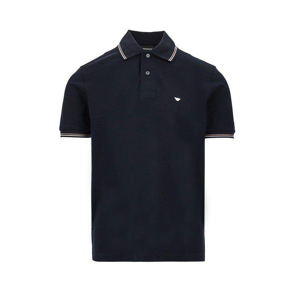 Polo in piquet stretch con ricamo Eagle
