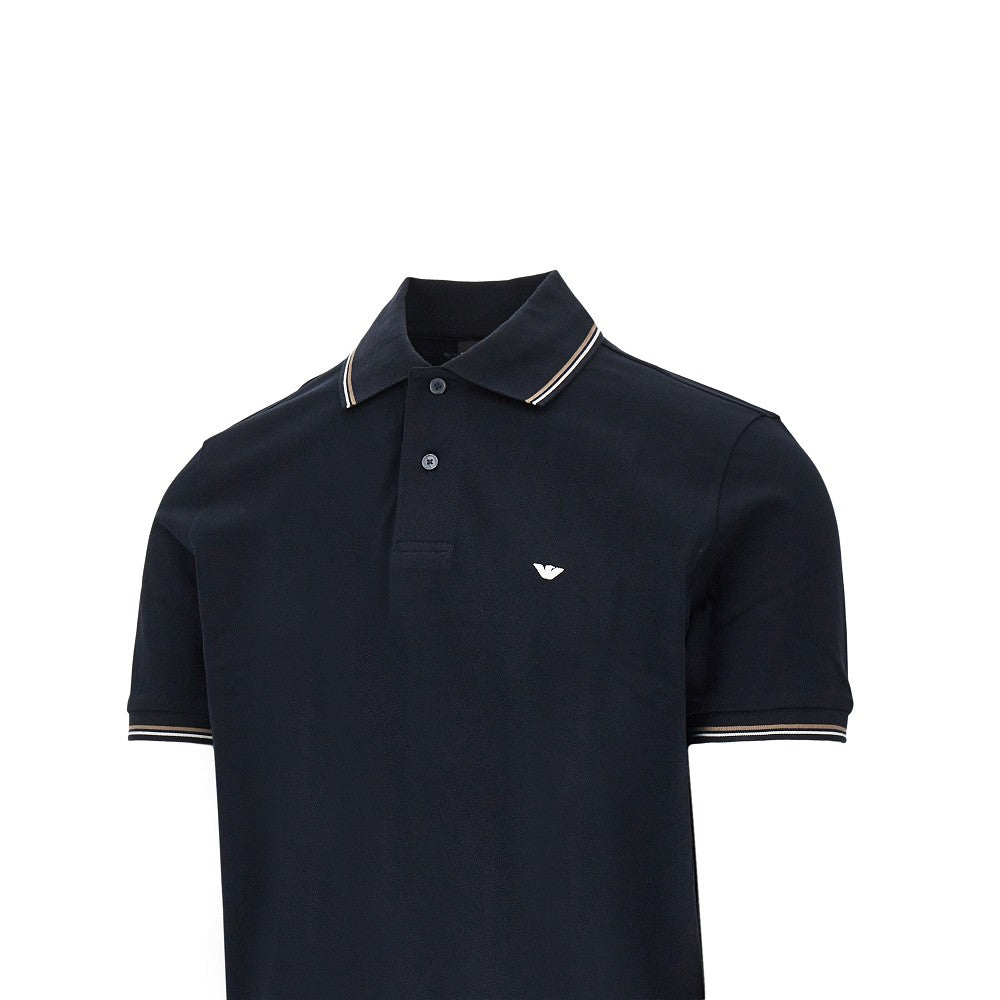 Polo in piquet stretch con ricamo Eagle