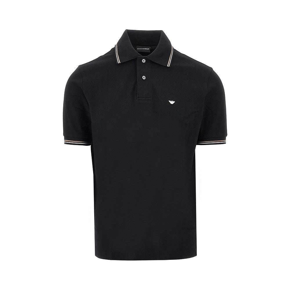 Eagle embroidery stretch piquet polo shirt