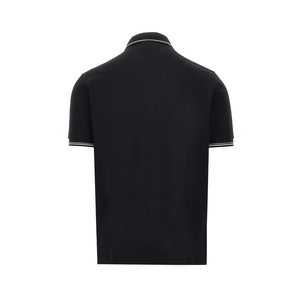 Eagle embroidery stretch piquet polo shirt