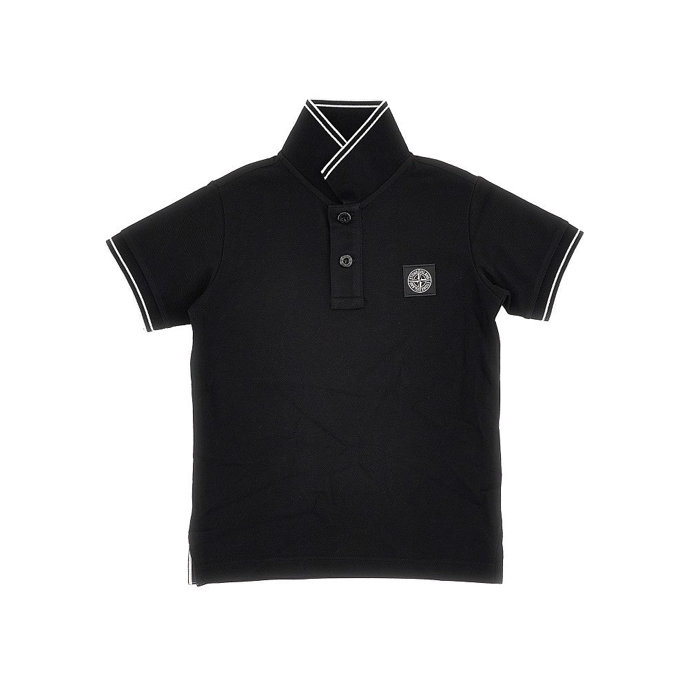 Polo in piquet stretch con patch logo