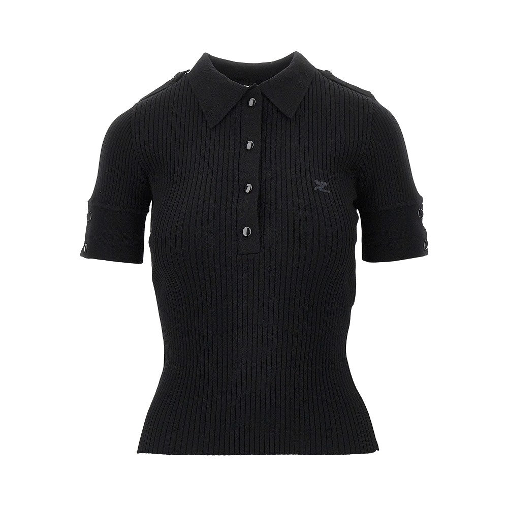Polo in maglia a costine