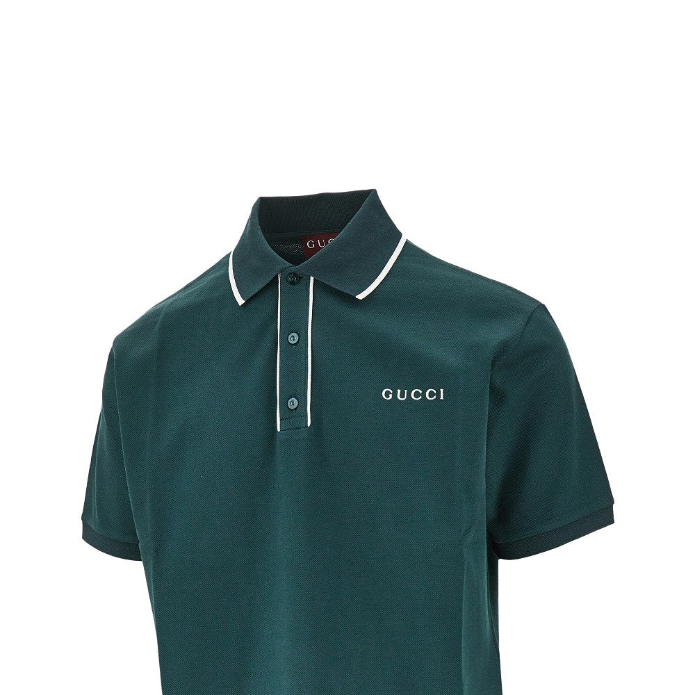 Polo in piquet stretch con logo ricamato