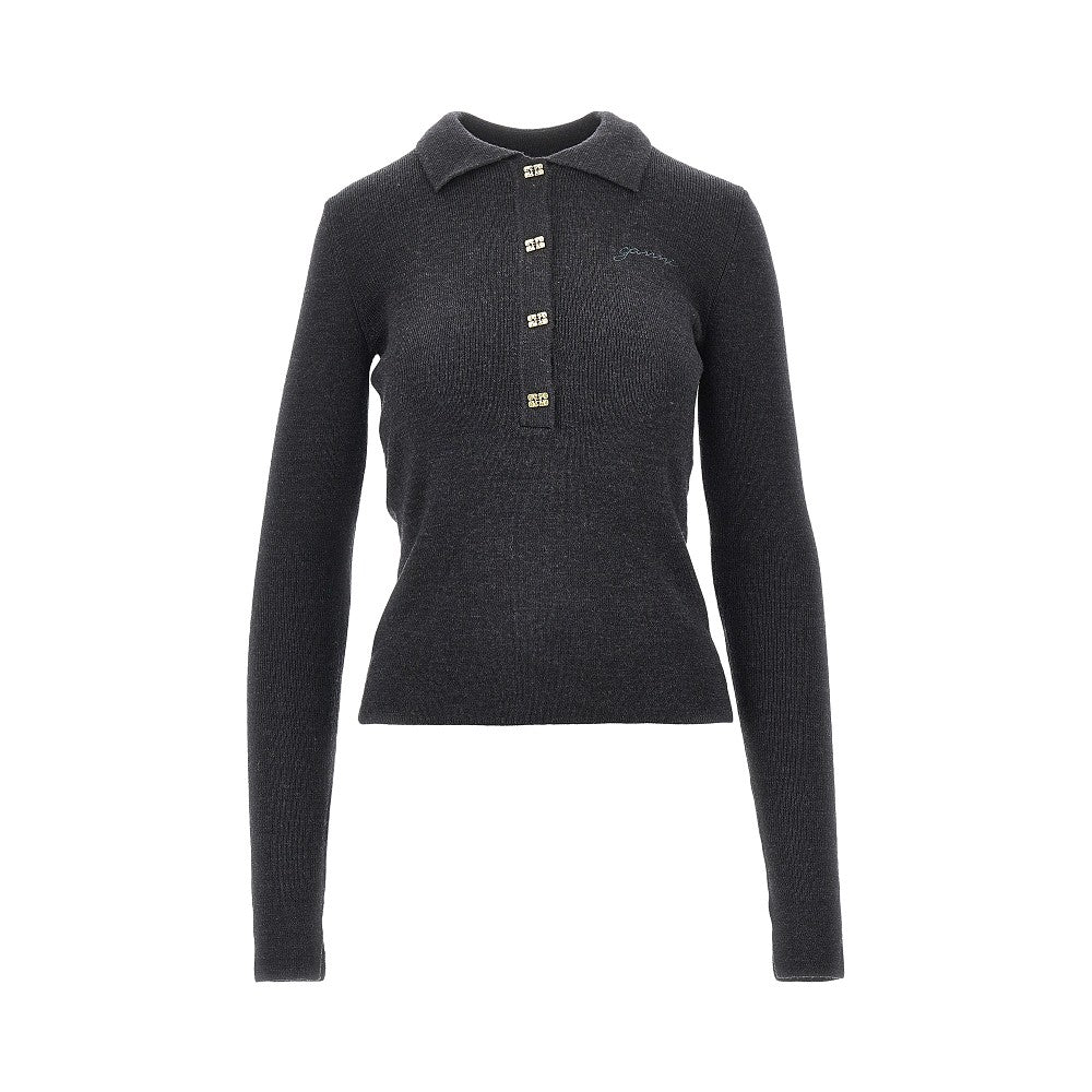 Butterfly buttons knitted polo shirt
