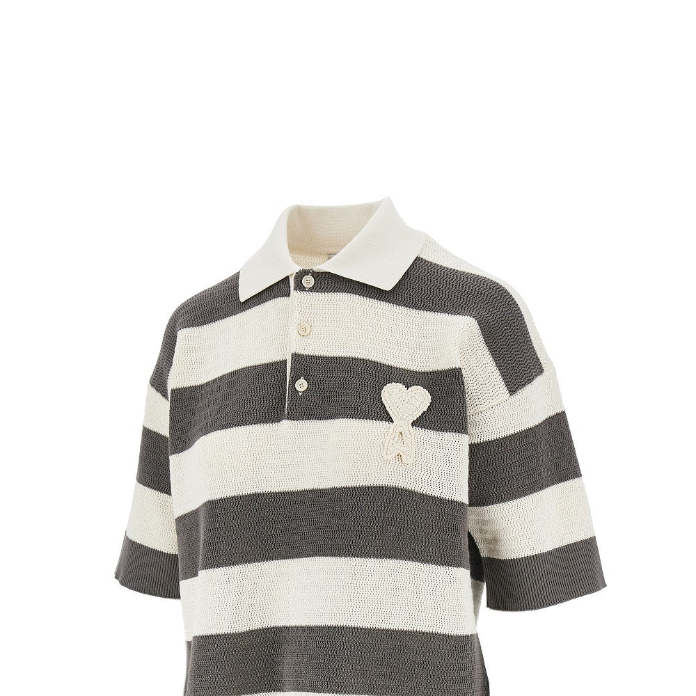 Polo in maglia con patch Ami de Coeur