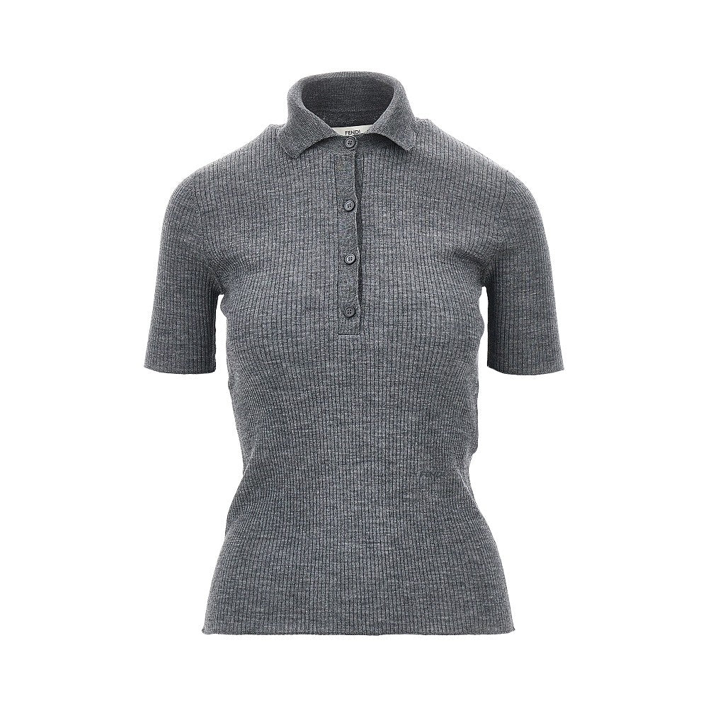 Ribbed knit polo shirt