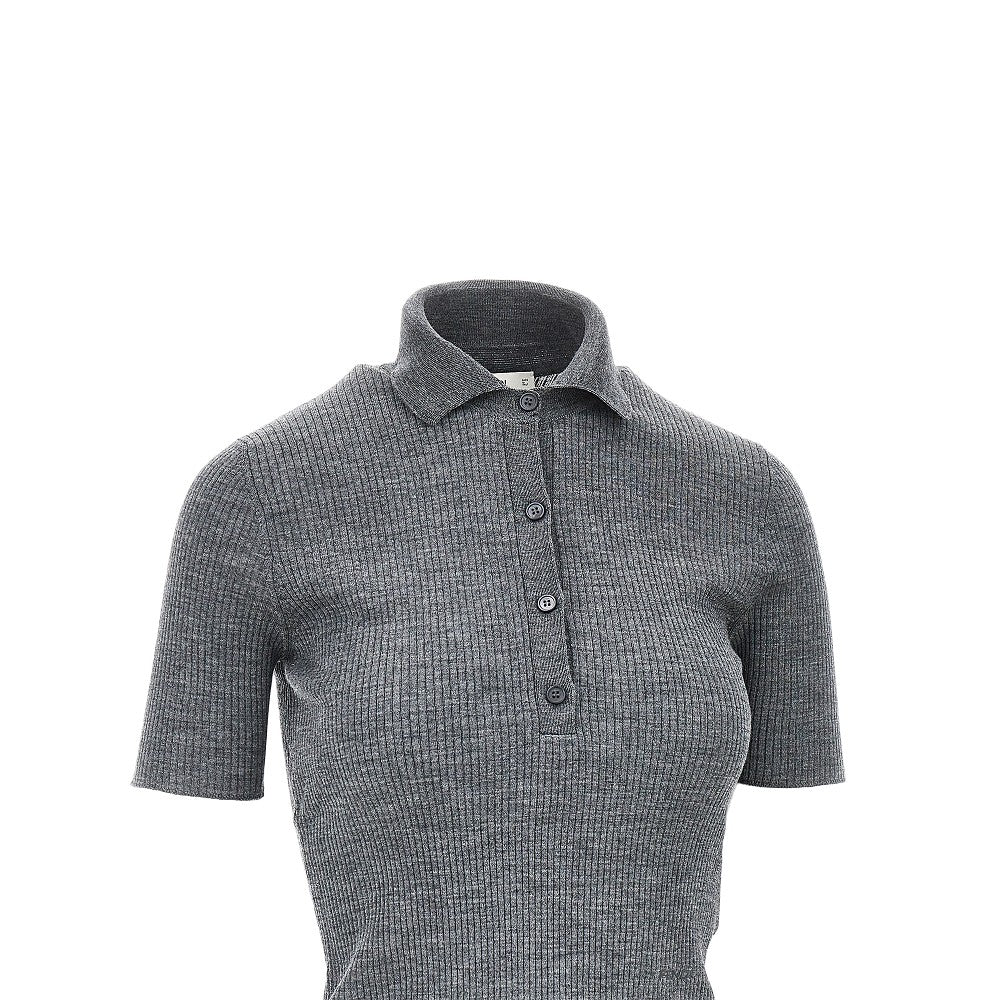 Ribbed knit polo shirt