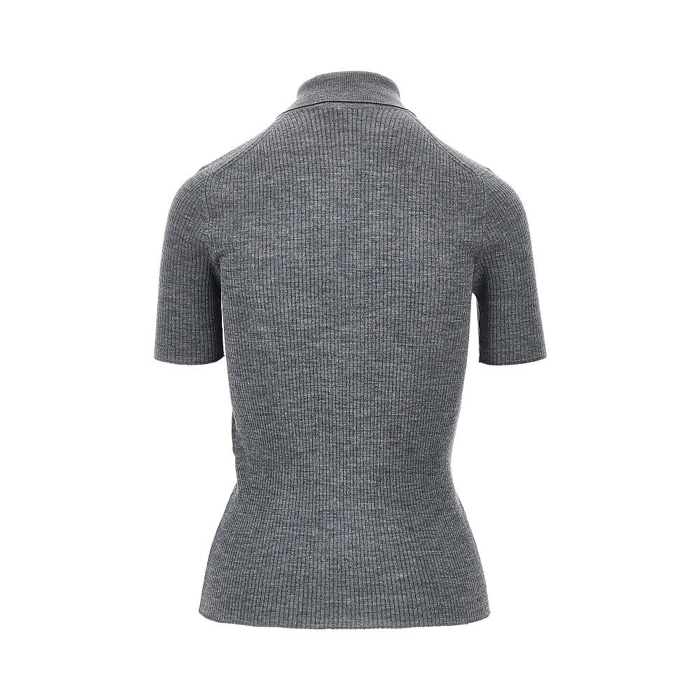 Ribbed knit polo shirt