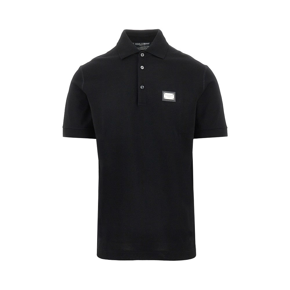 Polo in piquet con placchetta logo
