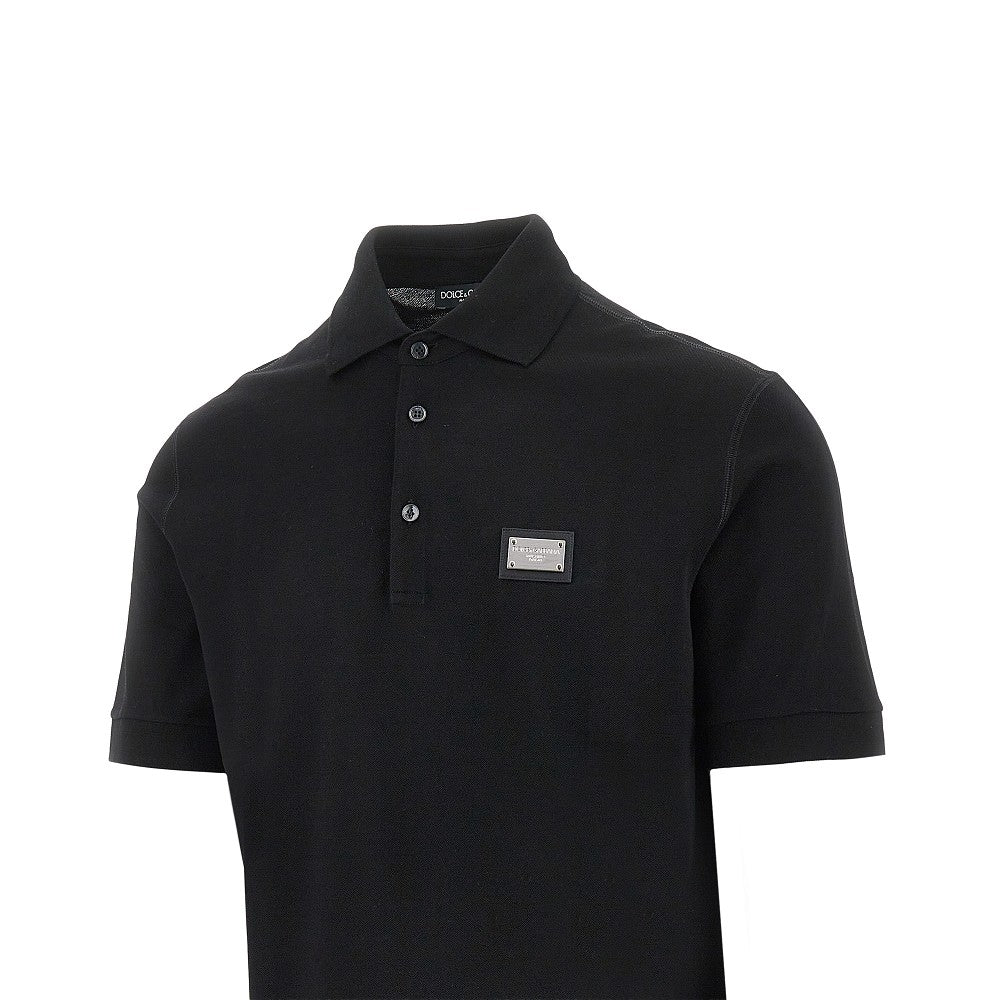 Polo in piquet con placchetta logo