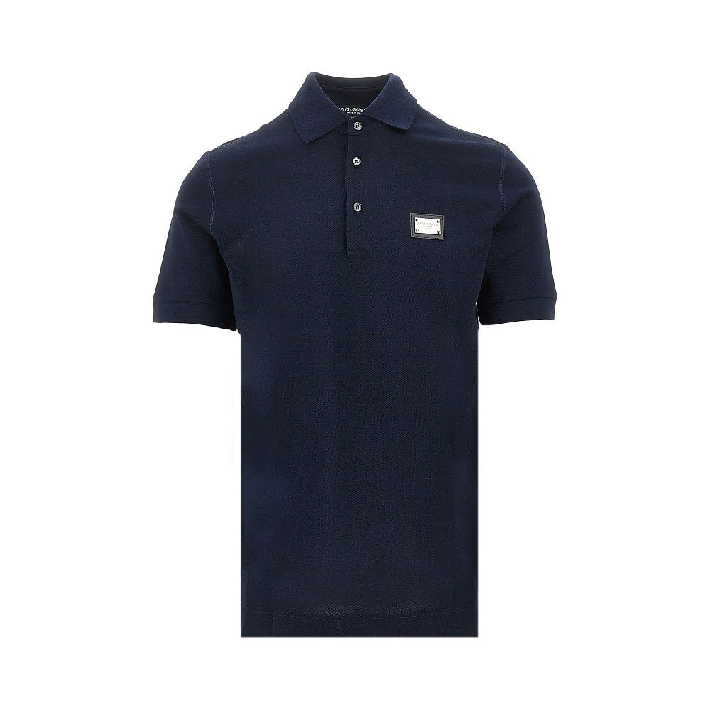Piquet polo shirt with logo plate