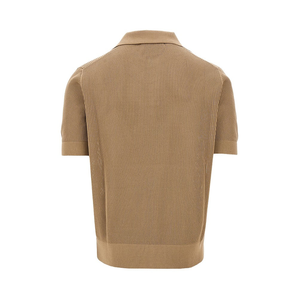 Openworked knit polo shirt