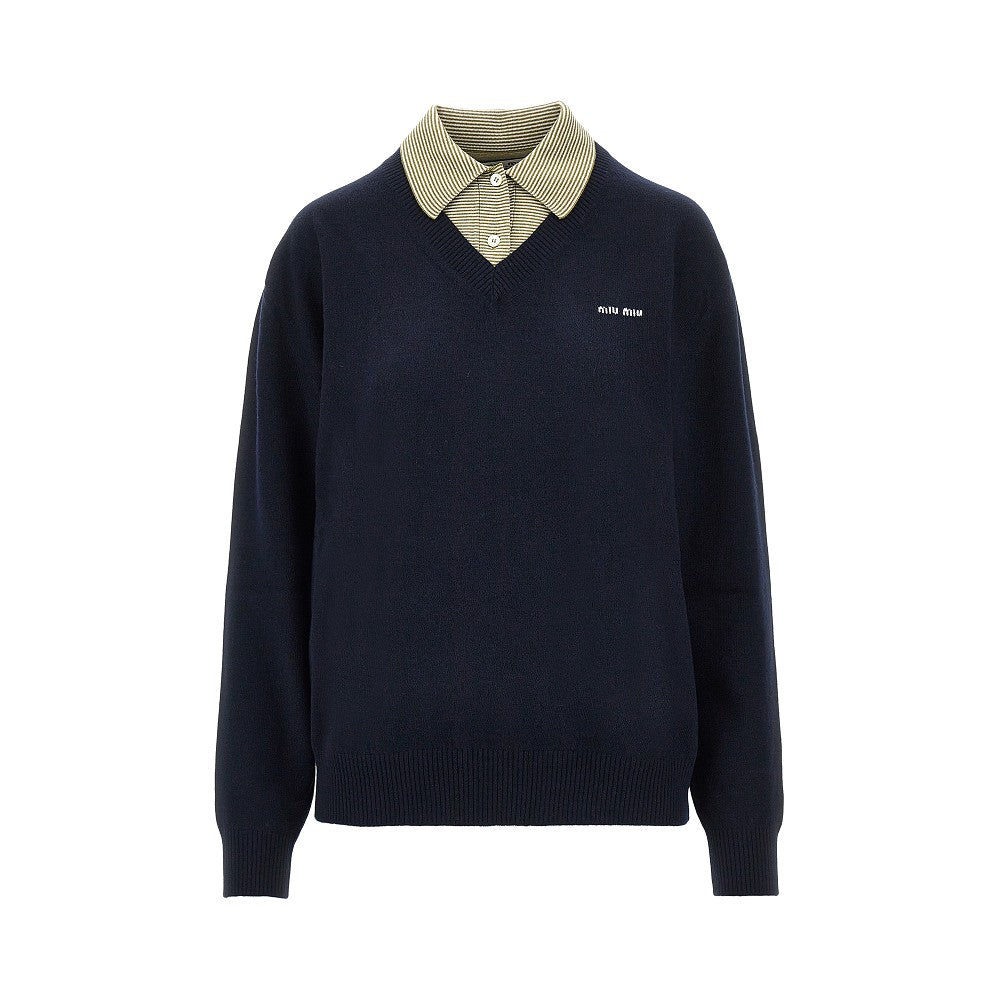 Pullover in lana e cachemire effetto layering