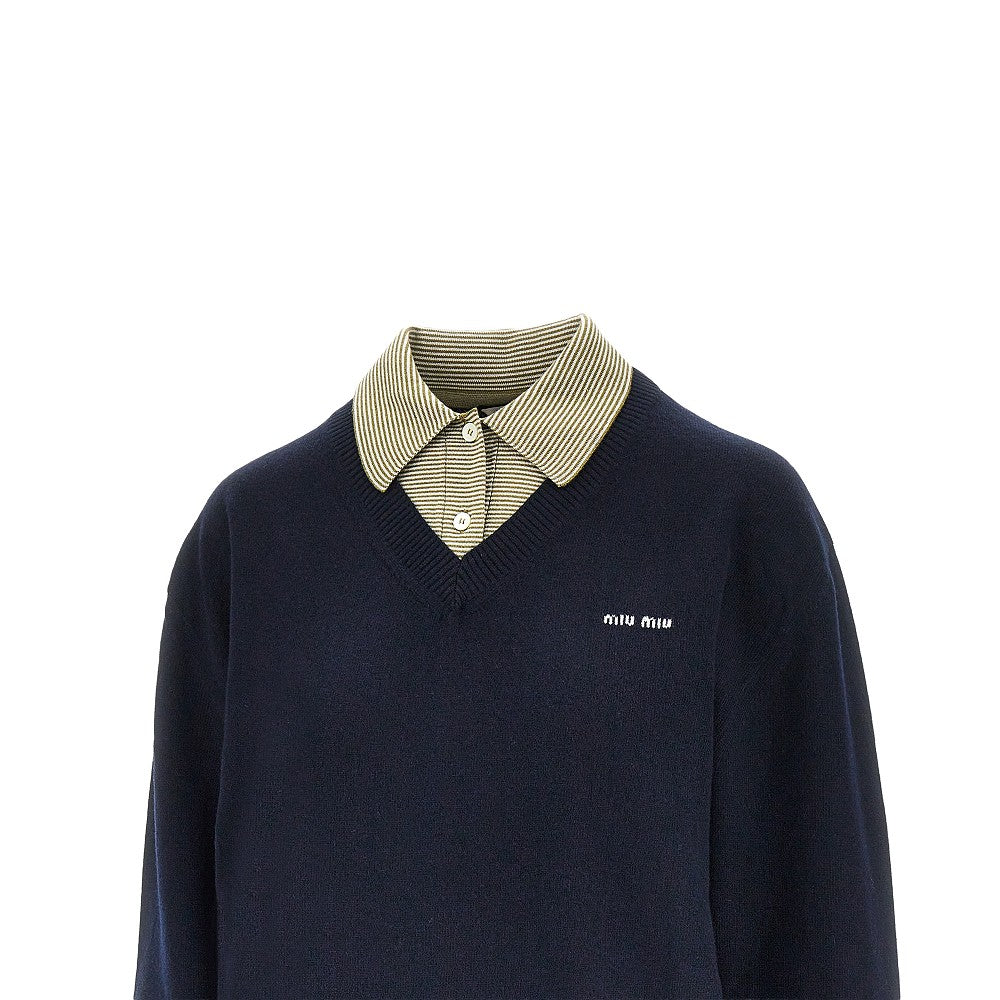 Pullover in lana e cachemire effetto layering