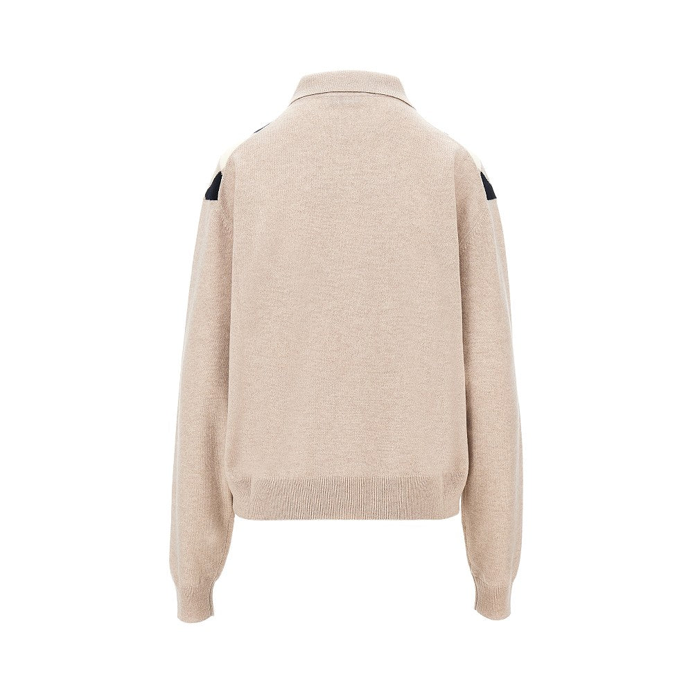 Pullover a polo in cachemire a rombi