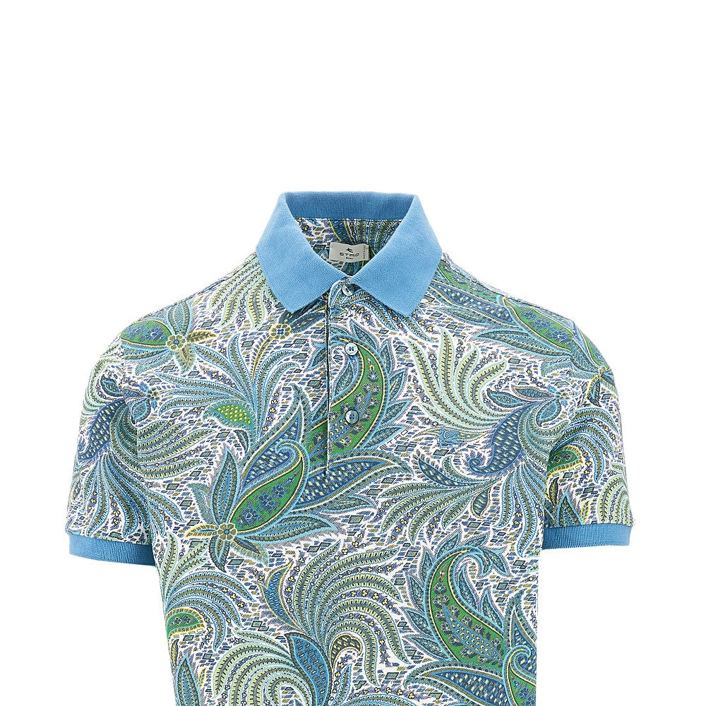 Polo in piquet stampa Paisley floreale
