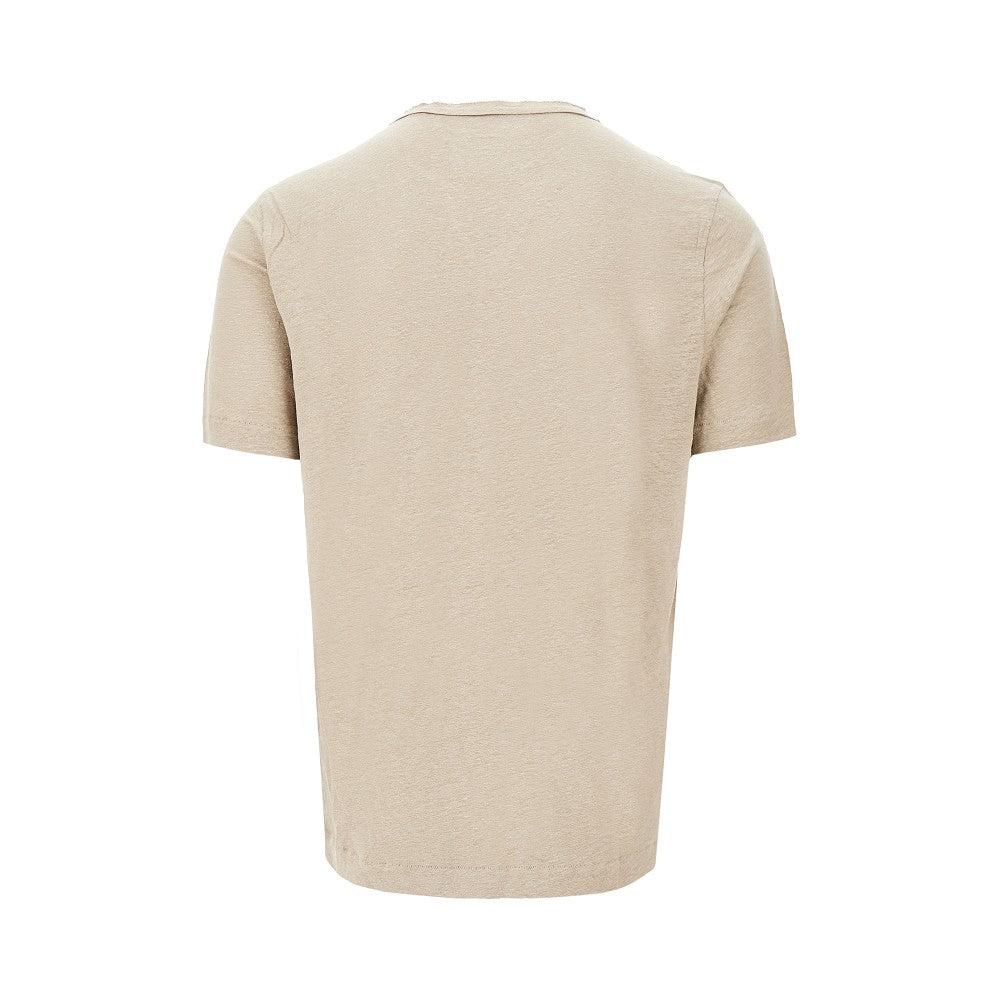 T-shirt in lino con collo Tunisino
