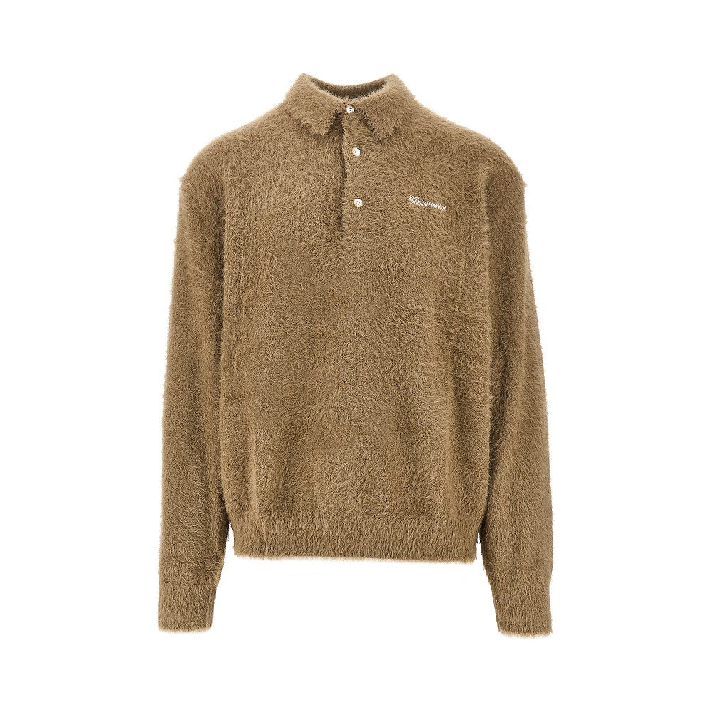 'SCT-Logo' Shaggy fabric polo shirt