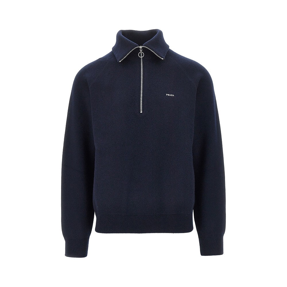 Pullover in lana e cachemire con mezza zip