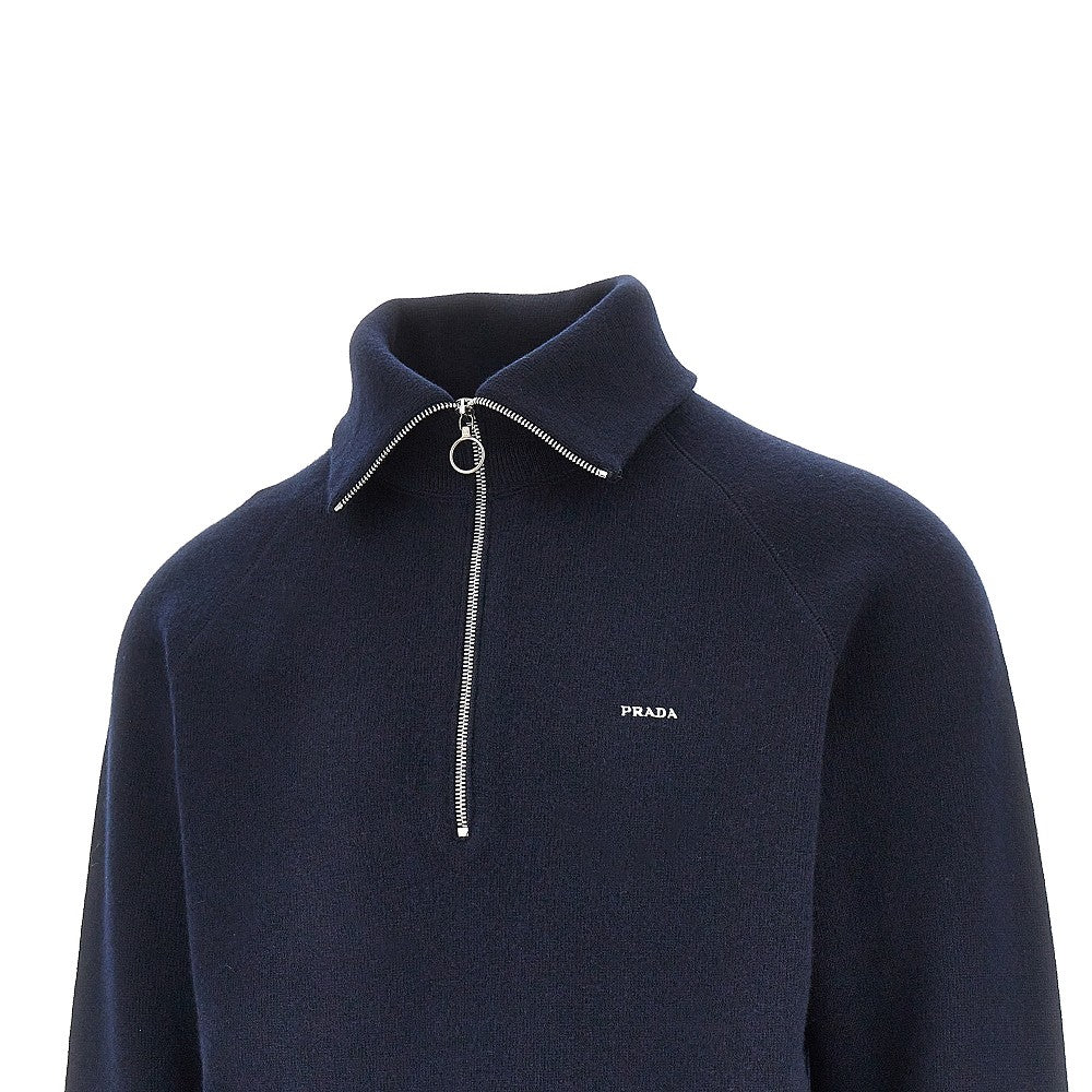 Pullover in lana e cachemire con mezza zip