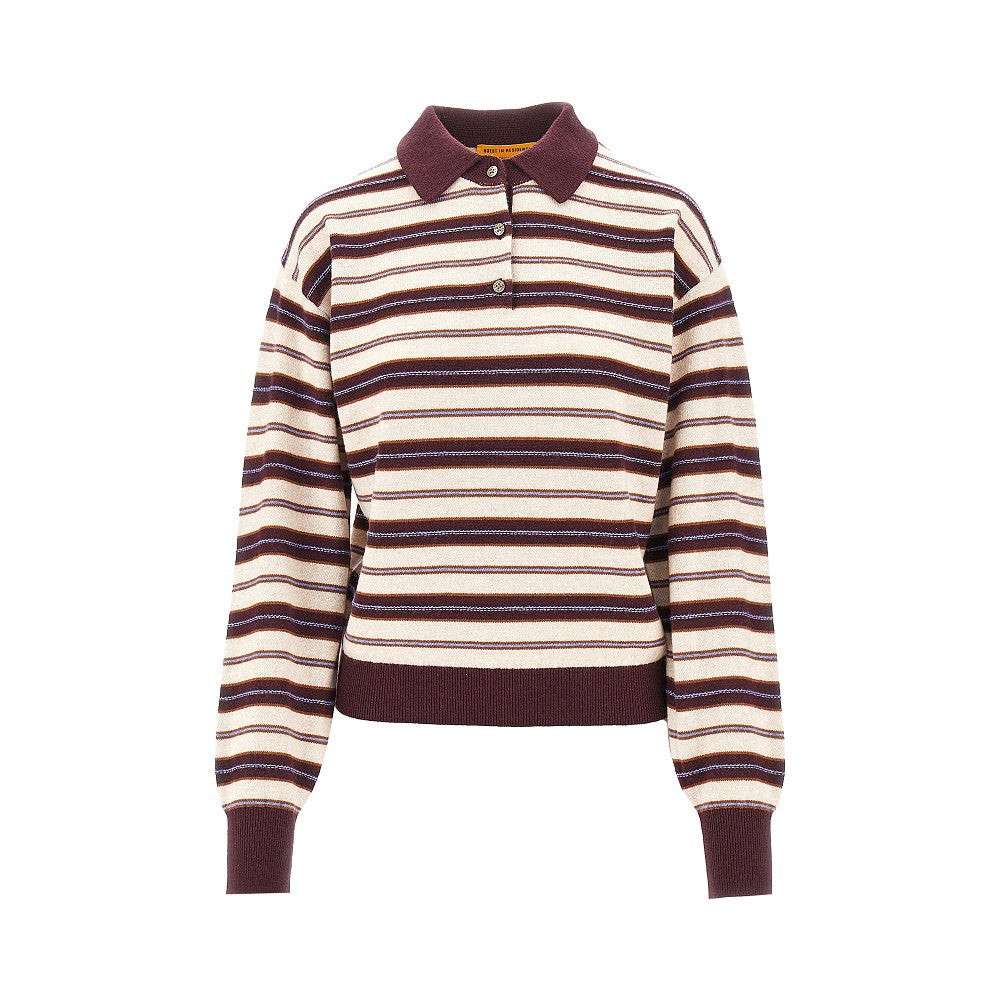Polo in cachemire a righe 'Collegiate'