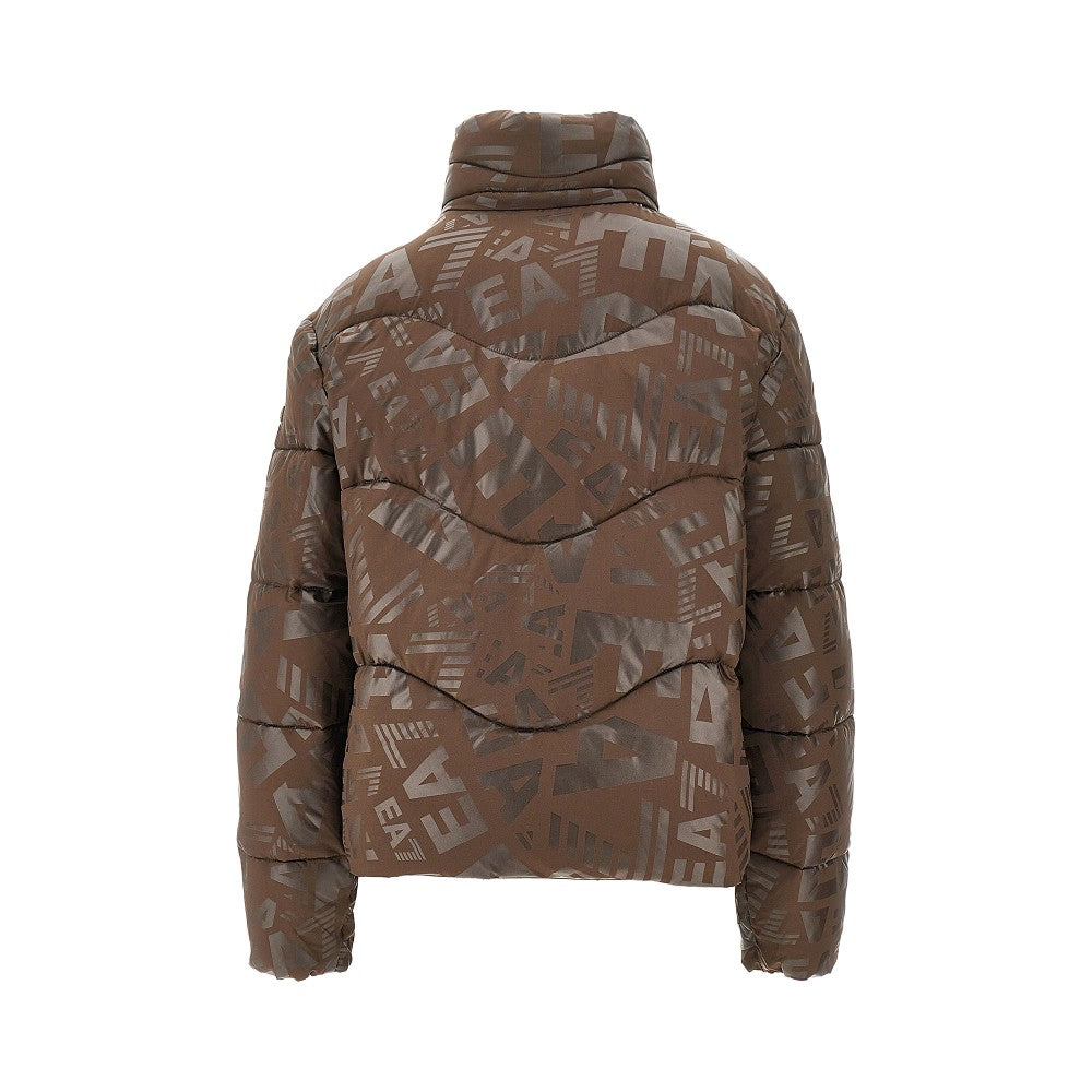 Padded nylon downjacket with logo print