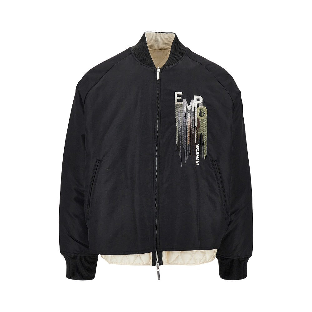 Bomber in nylon con ricamo logo