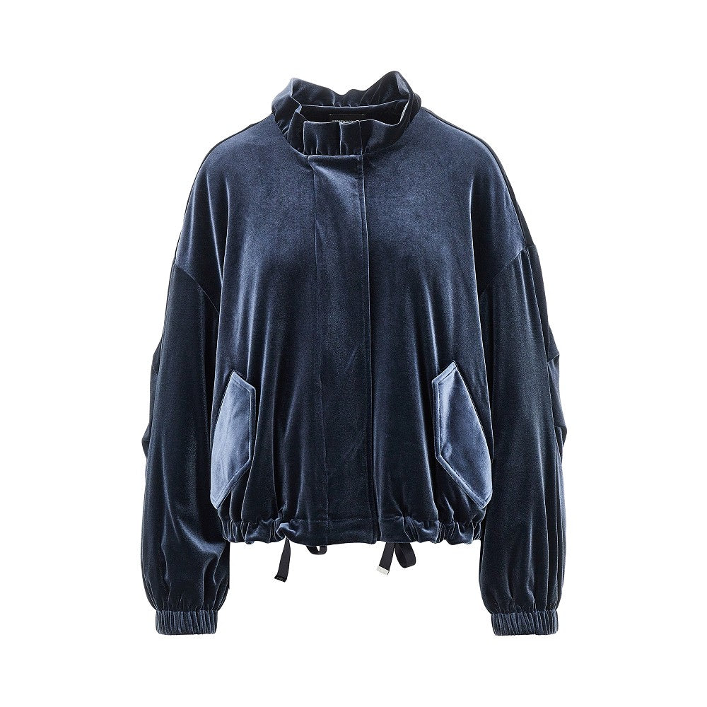Blouson in ciniglia con collo arricciato