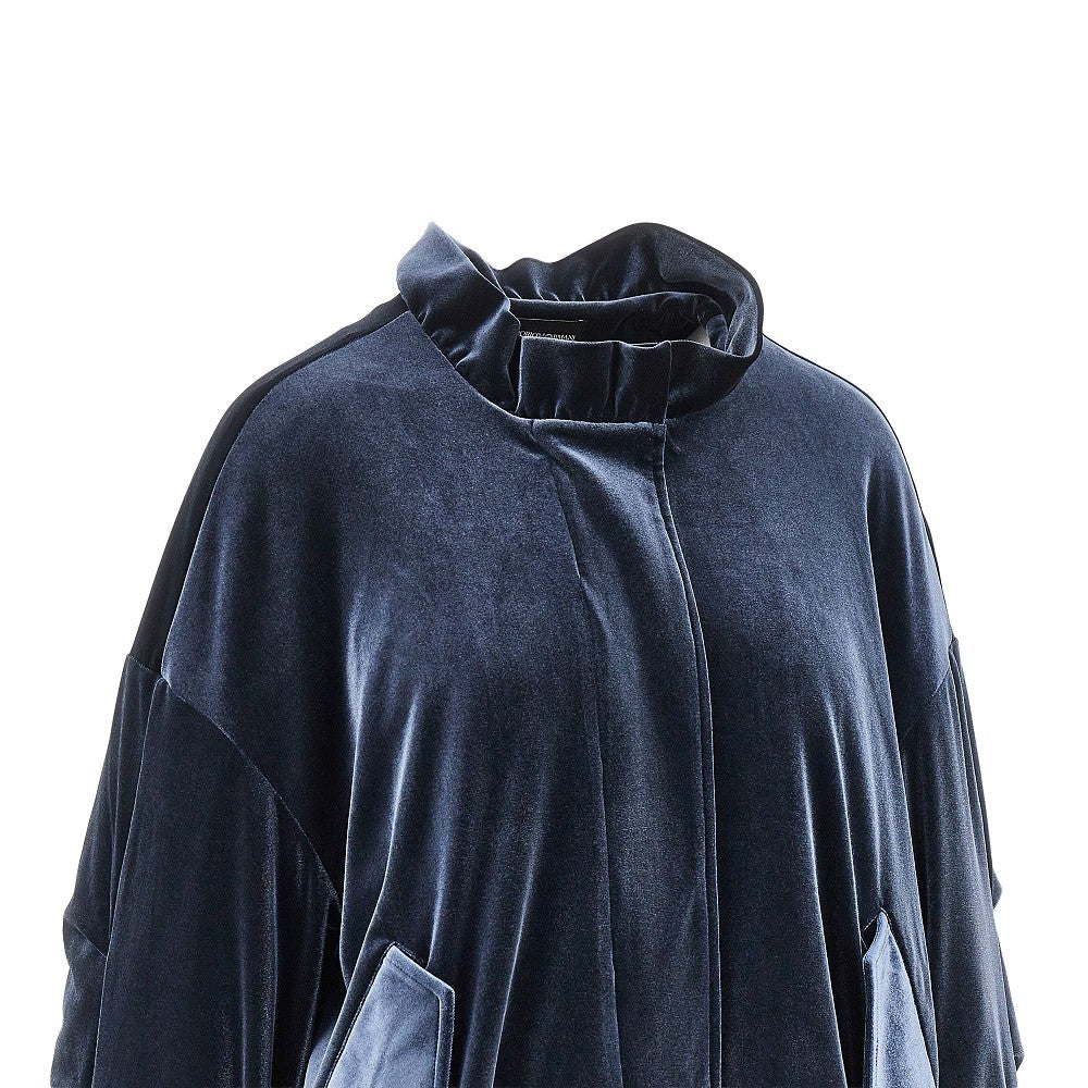 Blouson in ciniglia con collo arricciato