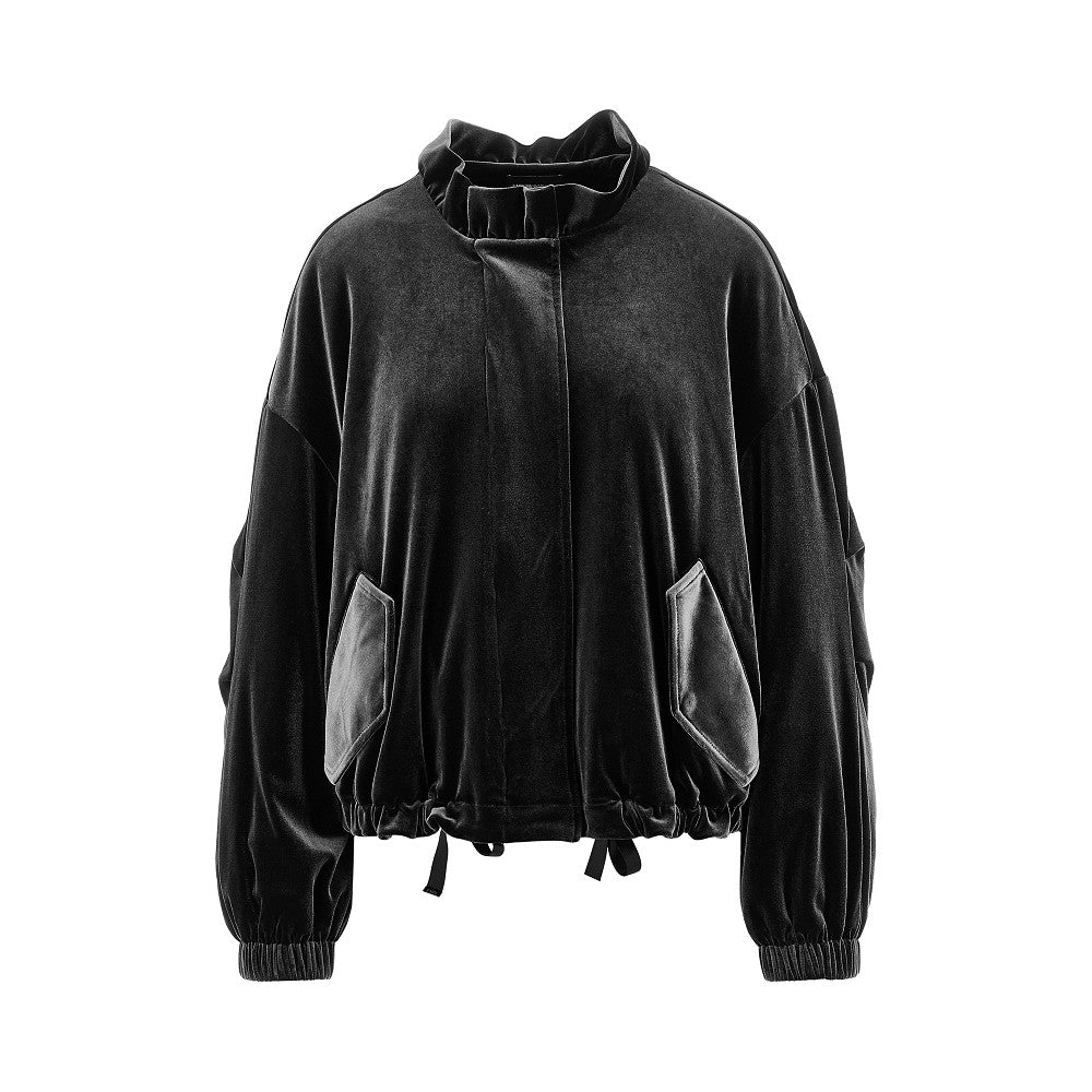 Blouson in ciniglia con collo arricciato