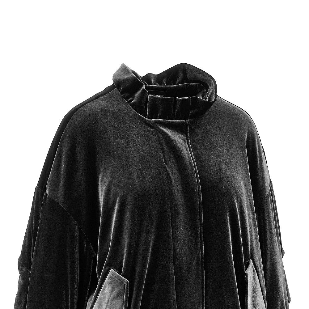 Blouson in ciniglia con collo arricciato
