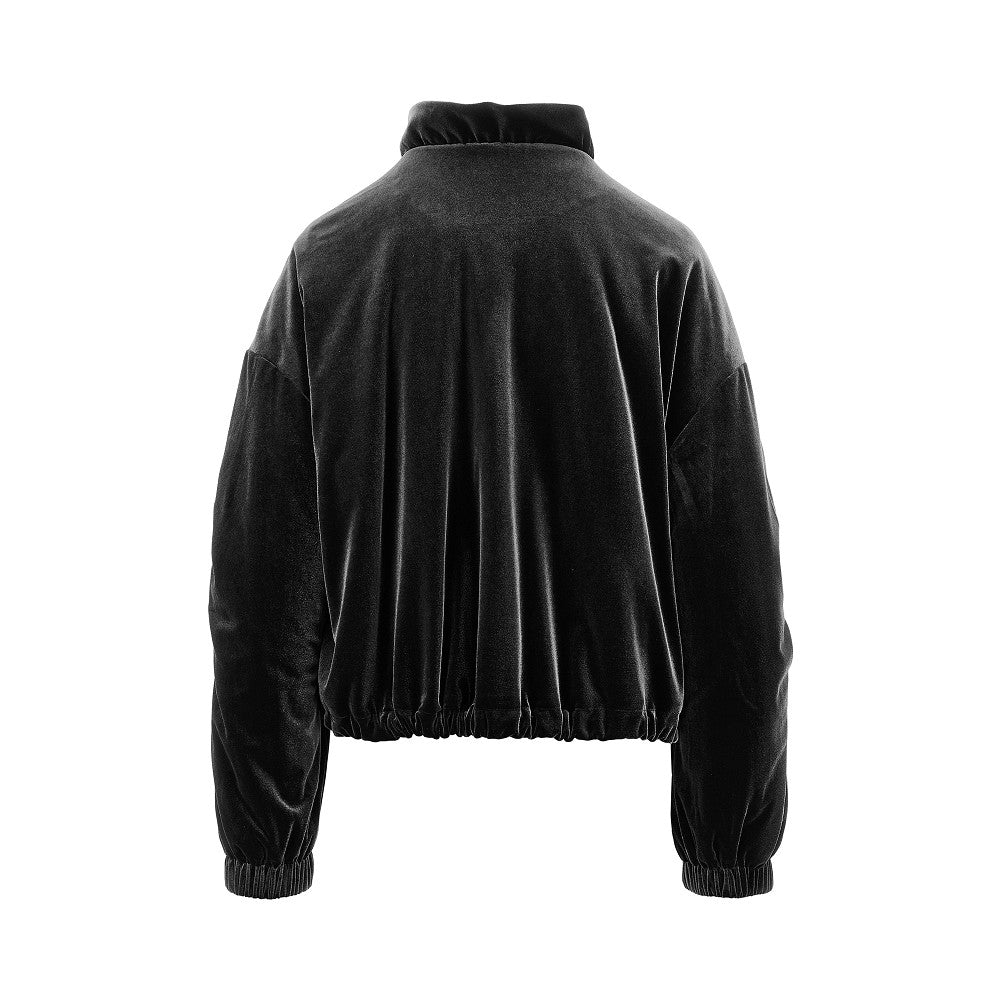 Blouson in ciniglia con collo arricciato