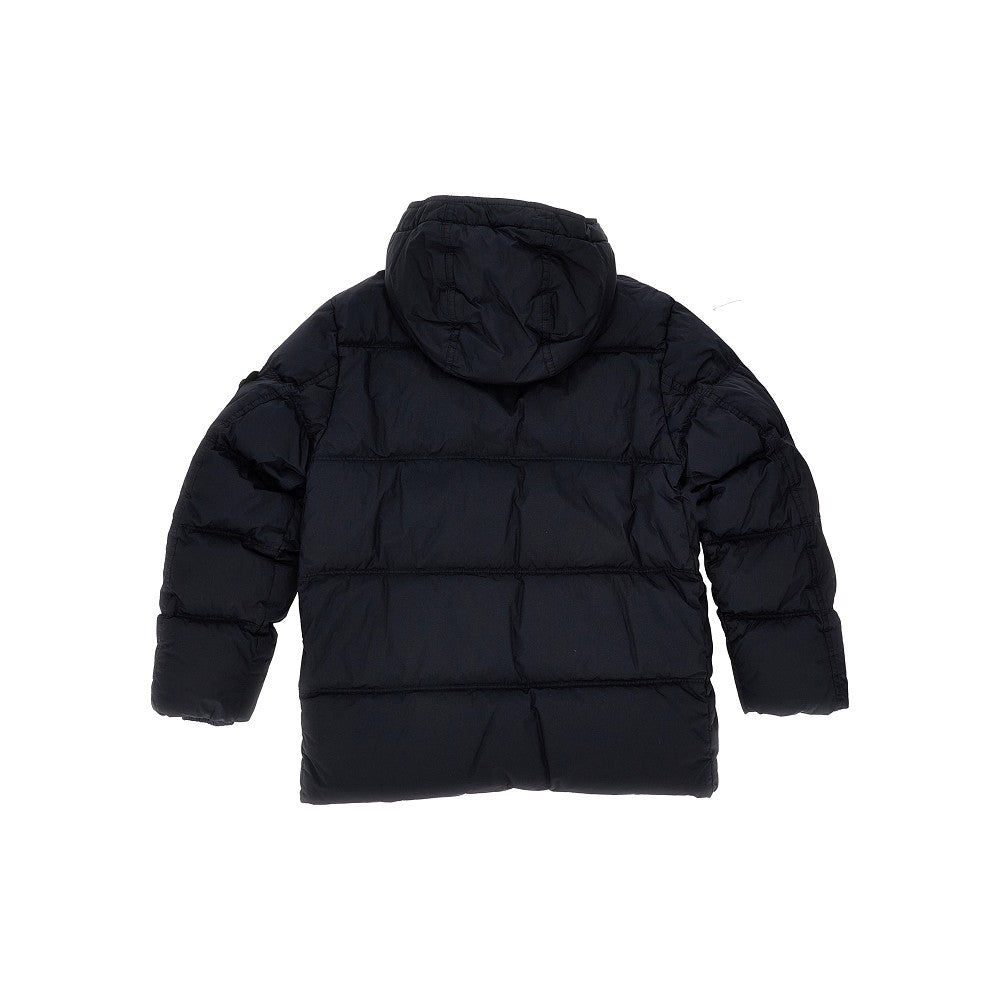 Recycled nylon hooded down jacket