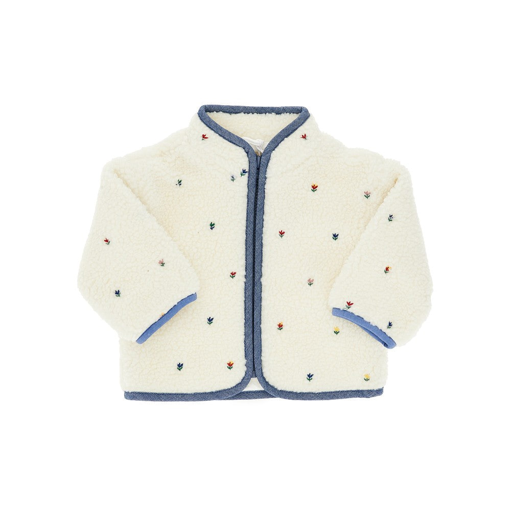 Giacca in Teddy con fiorellini ricamati - KIDS