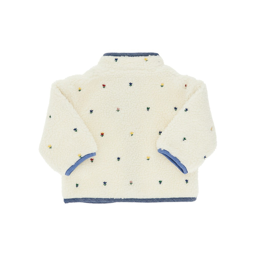 Giacca in Teddy con fiorellini ricamati - KIDS