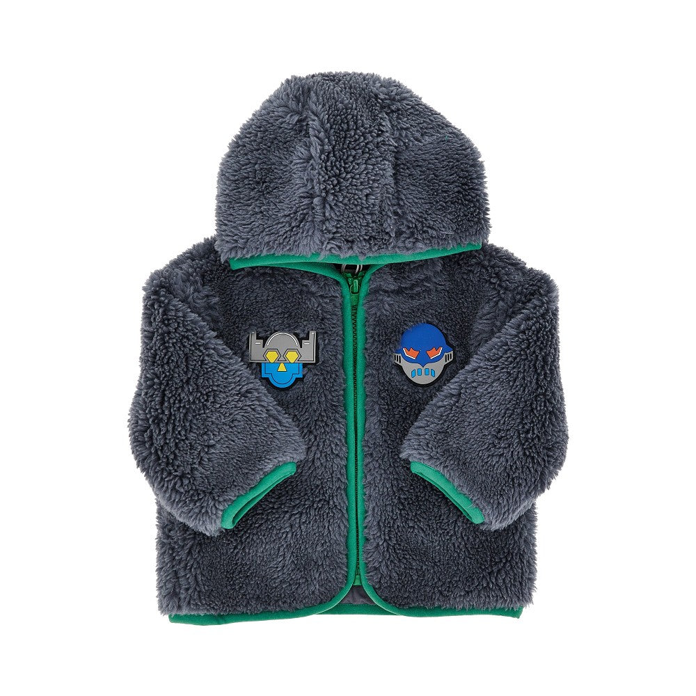Felpa full-zip in pile con patch Robot