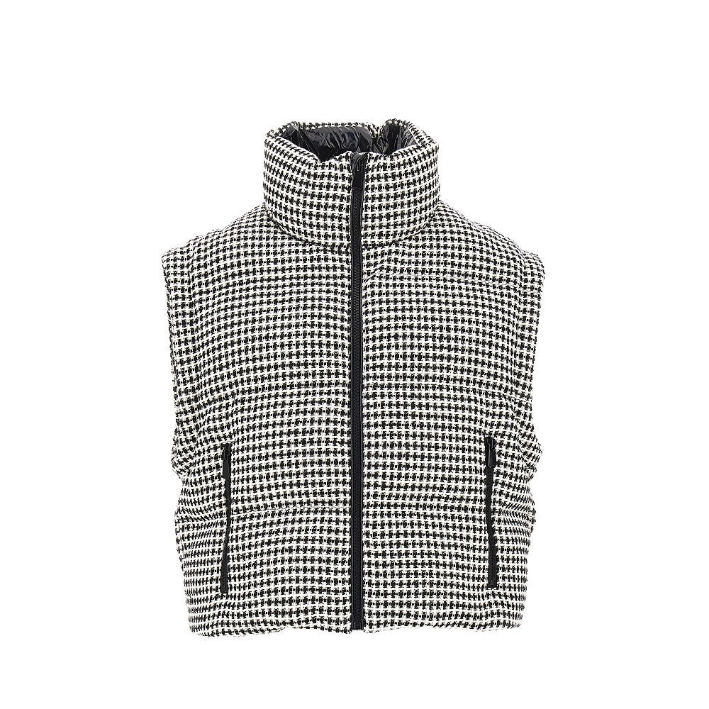 Piumino in tweed con maniche rimovibili