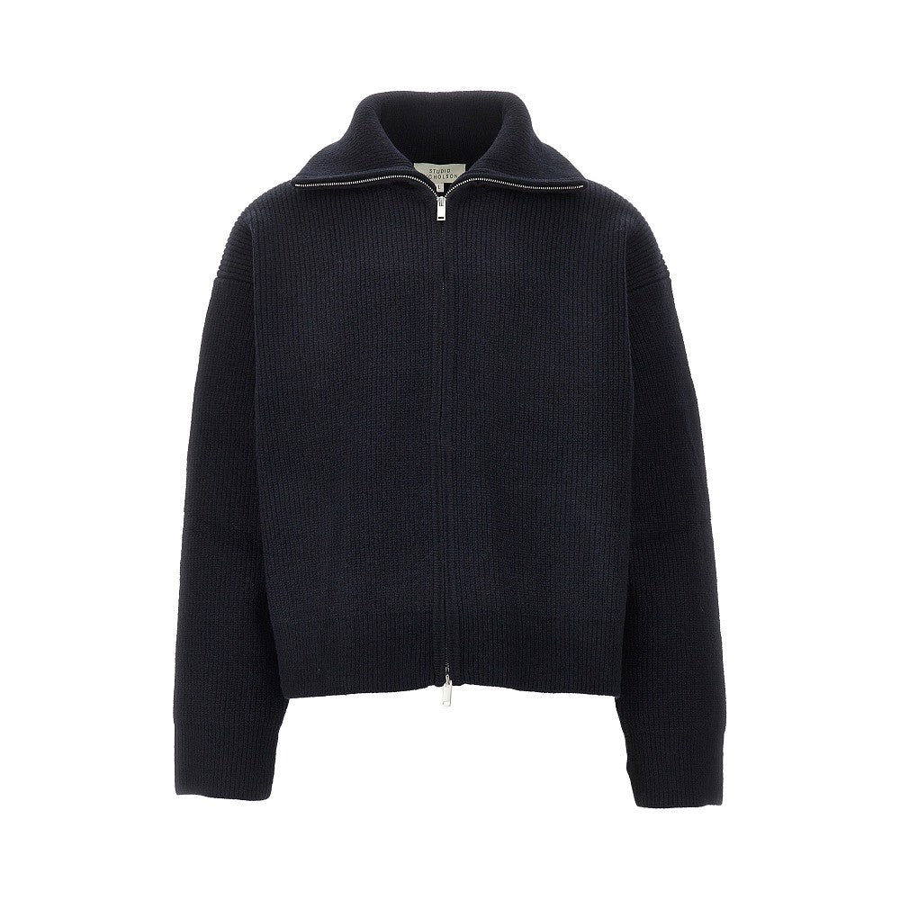 Pullover full-zip in maglia di lana Merino