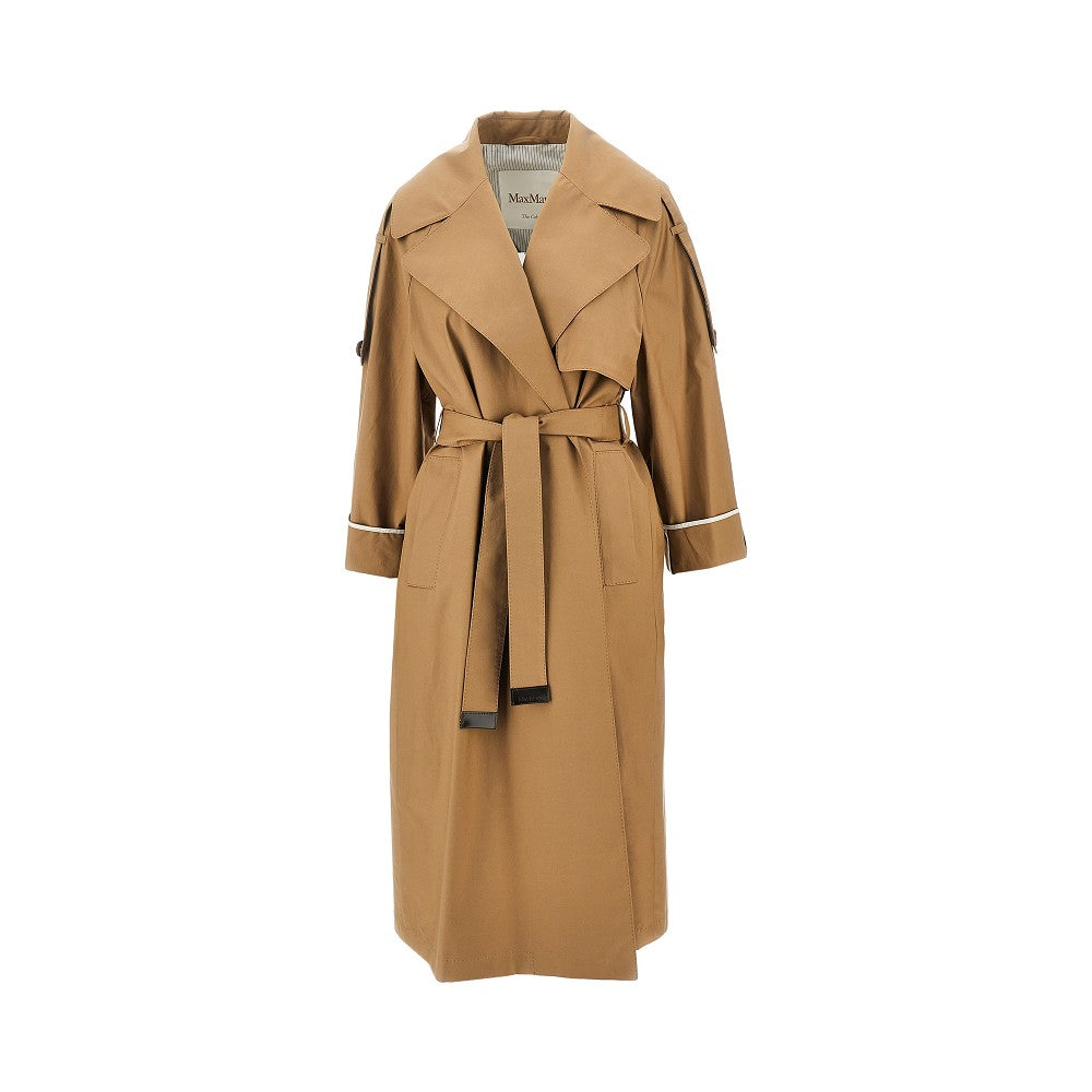 Anti-drop twill trench coat with belt