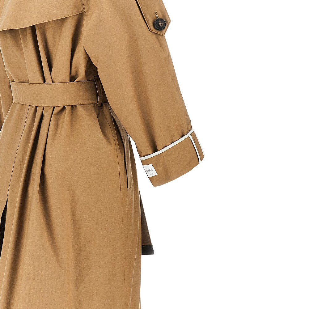 Anti-drop twill trench coat with belt