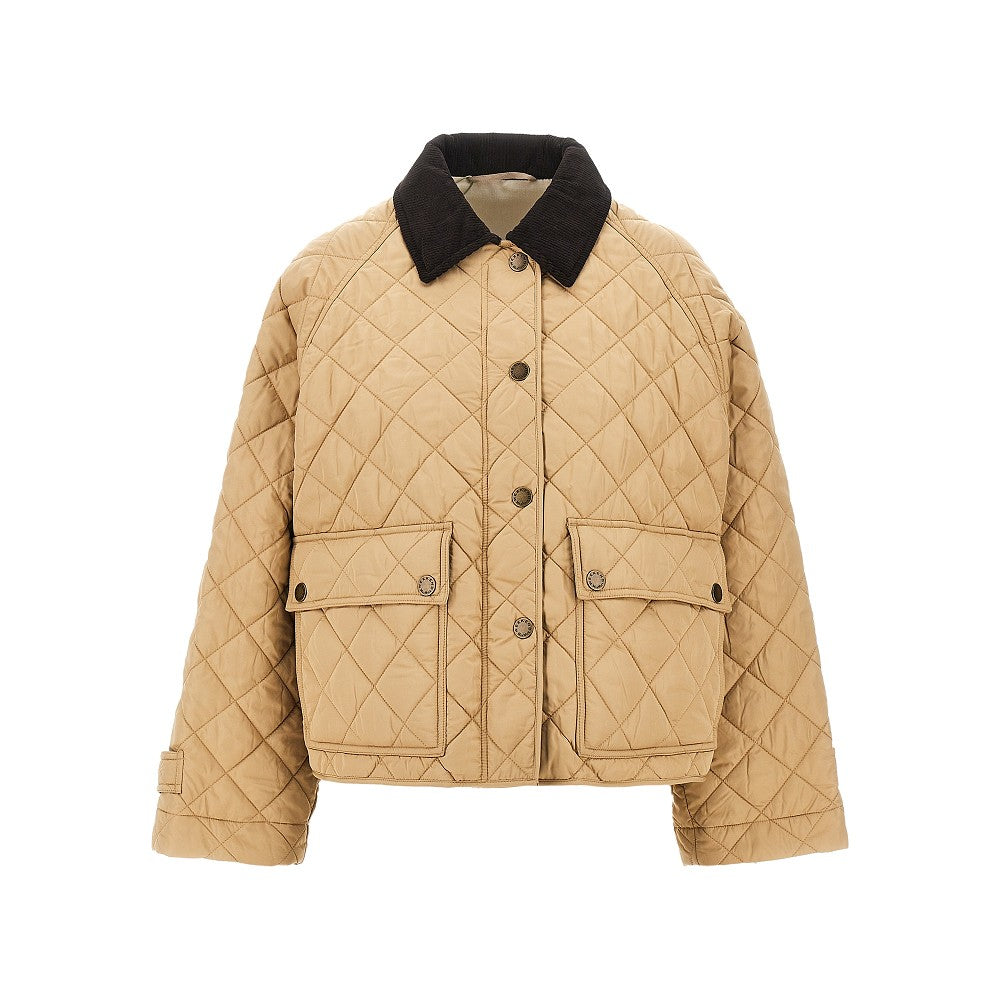 Quilted jacket with corduory collar
