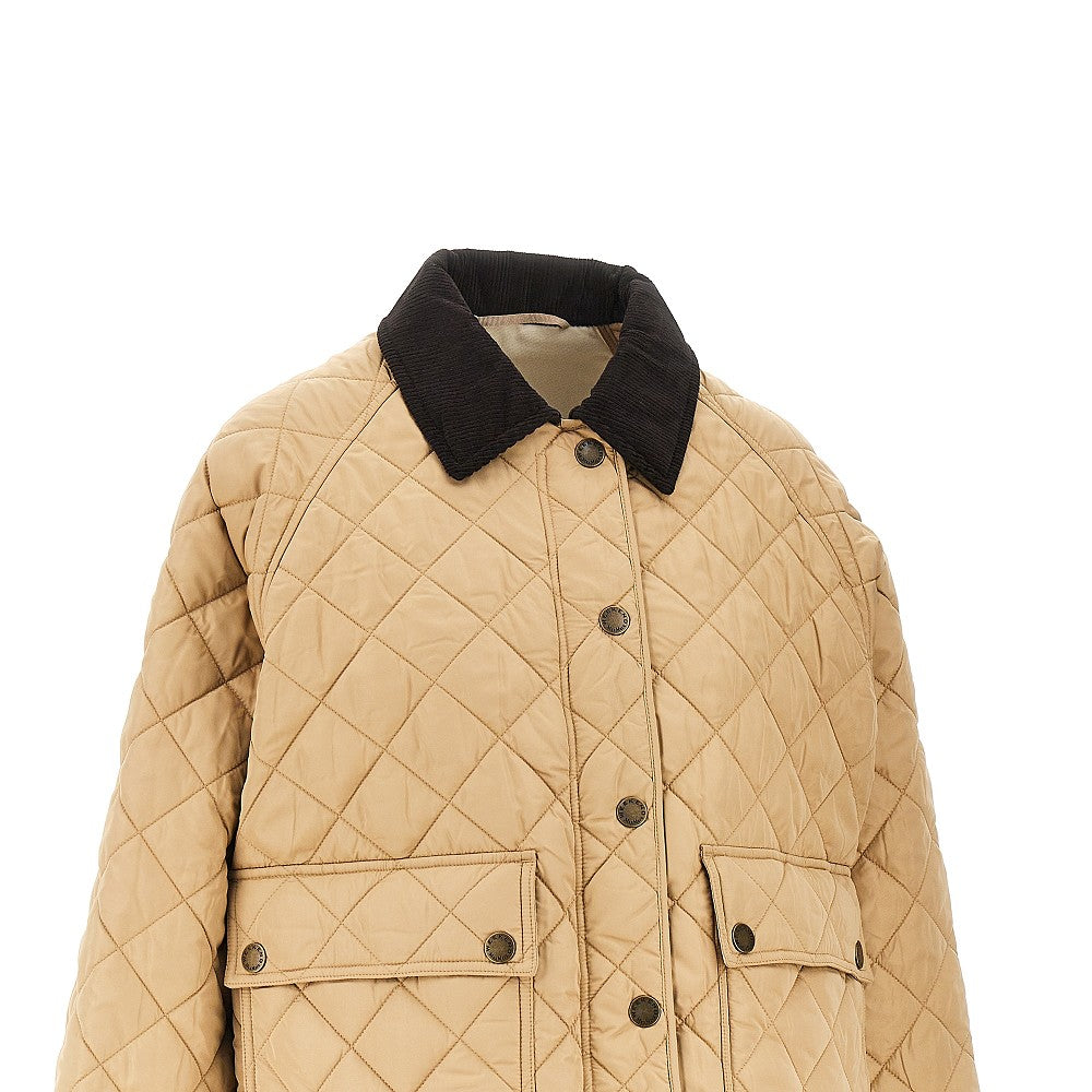 Quilted jacket with corduory collar