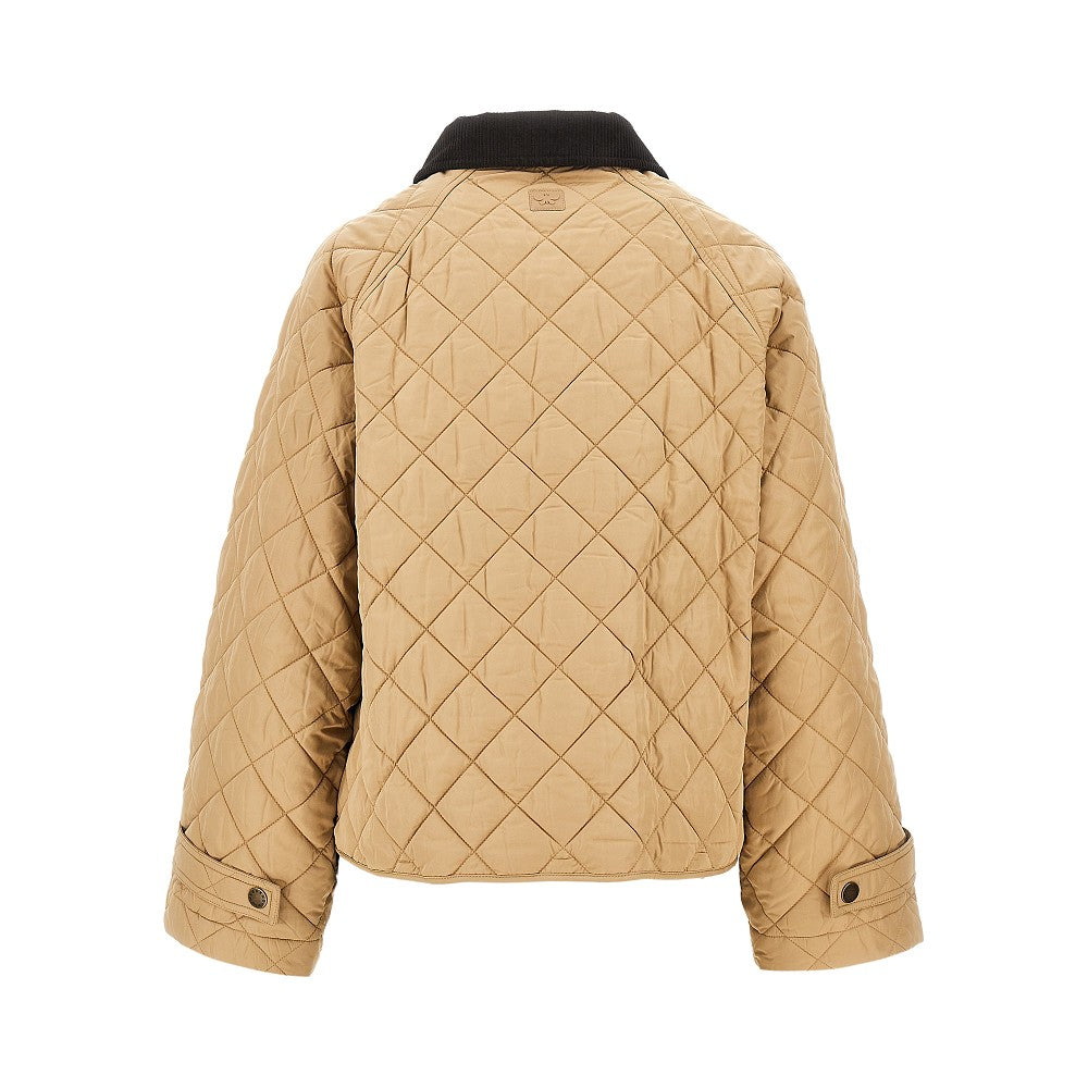 Quilted jacket with corduory collar