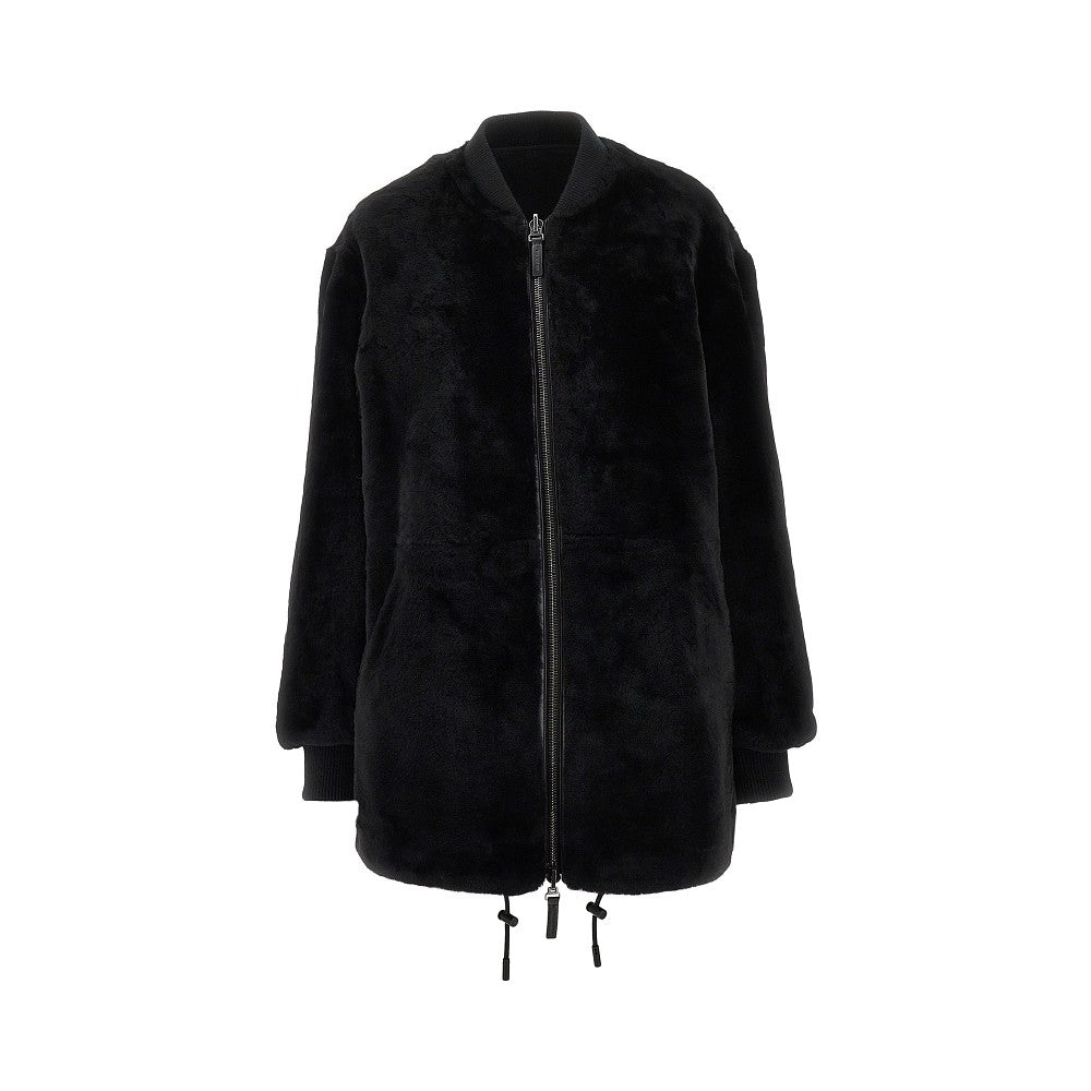 Twill and shearling reversible blouson jacket