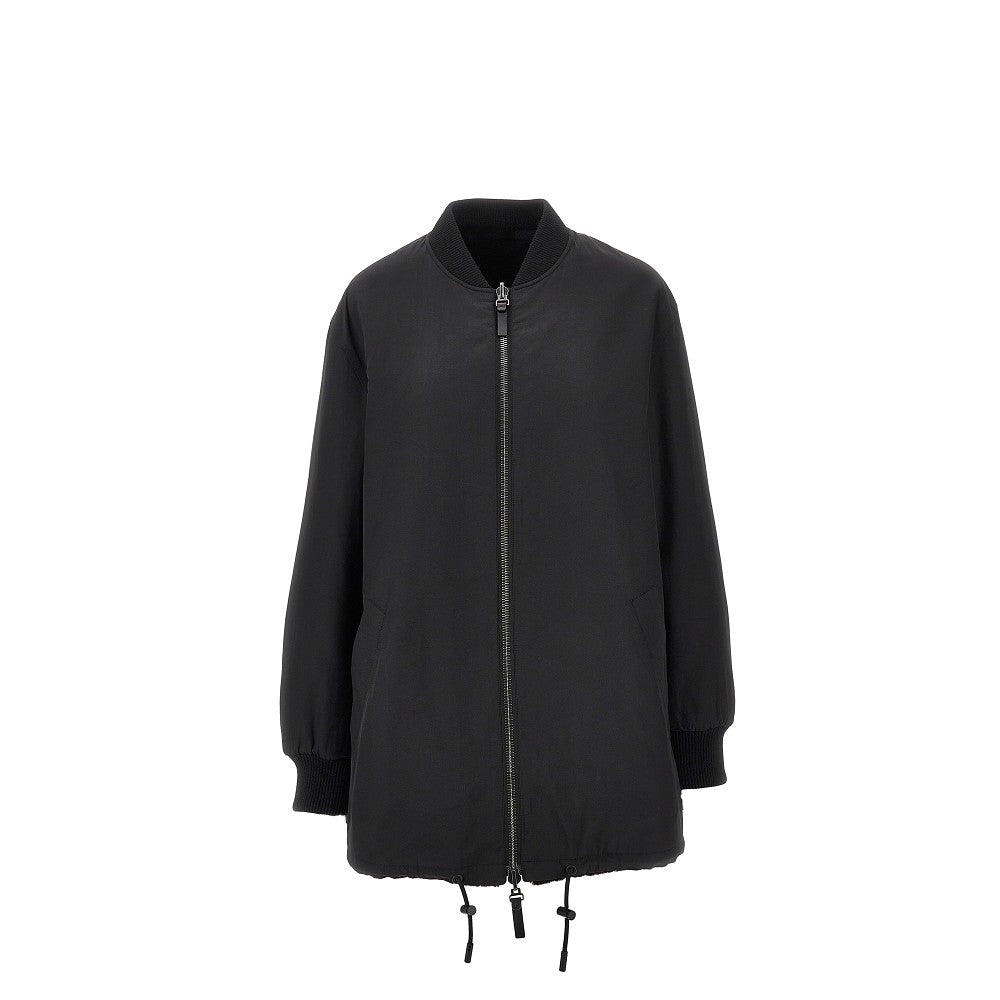 Twill and shearling reversible blouson jacket