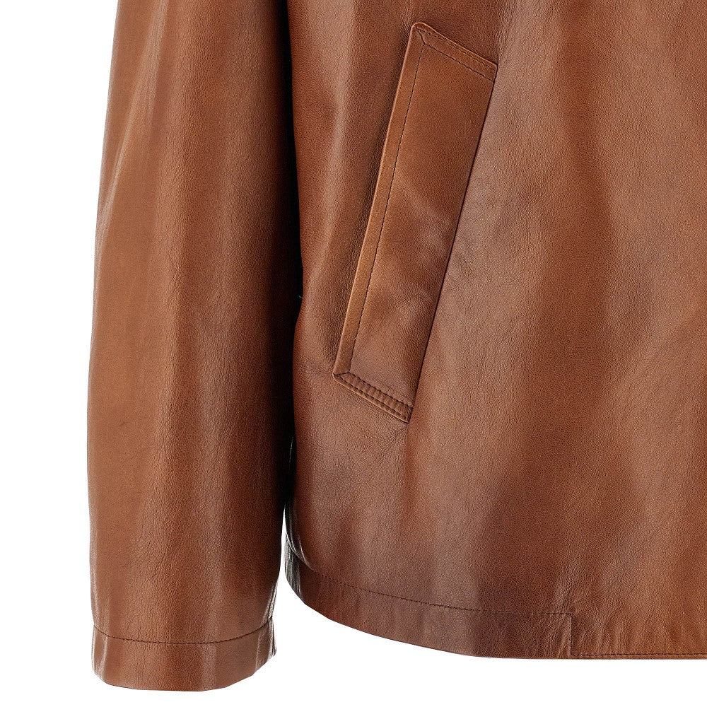 Leather jacket with zip closure
