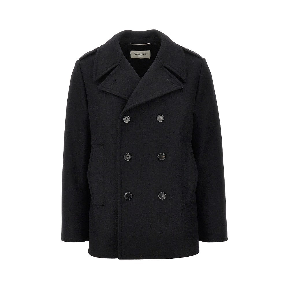 Double-breasted wool peacoat