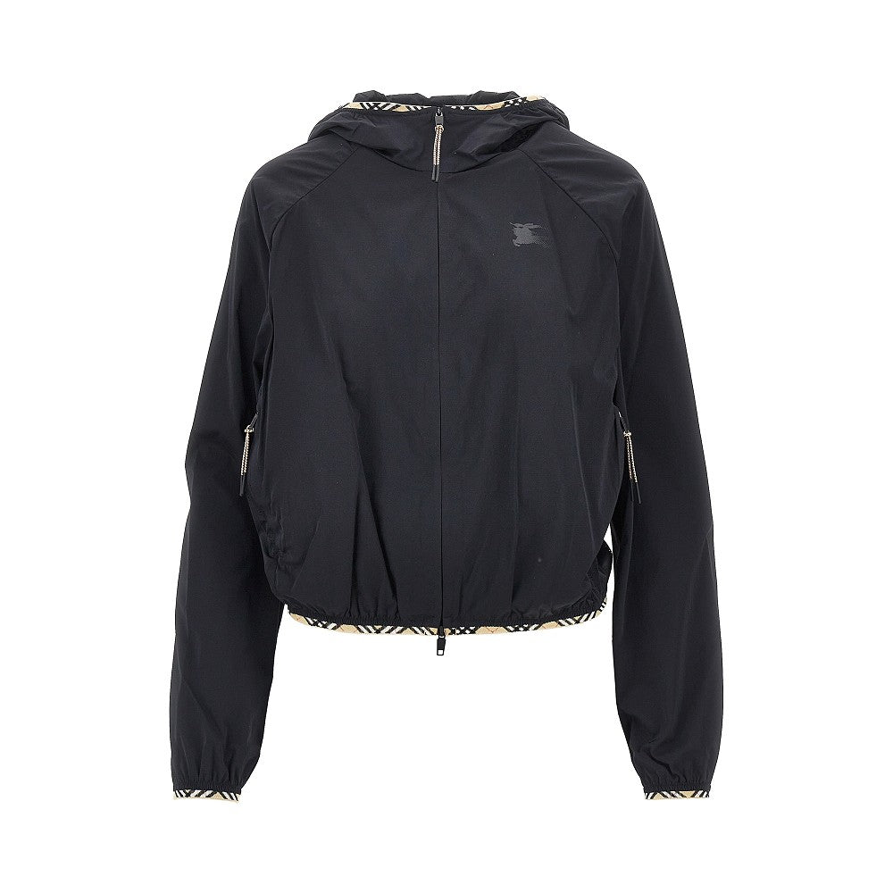 Stretch nylon hooded jacket