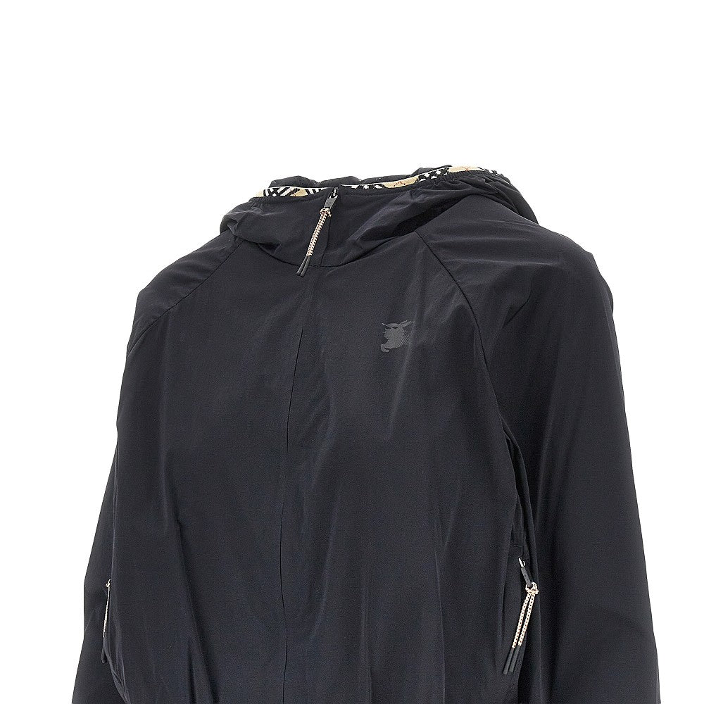 Stretch nylon hooded jacket